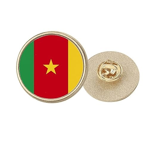 Broche drapeau Cameroun en métal doré rond taille M pour costume