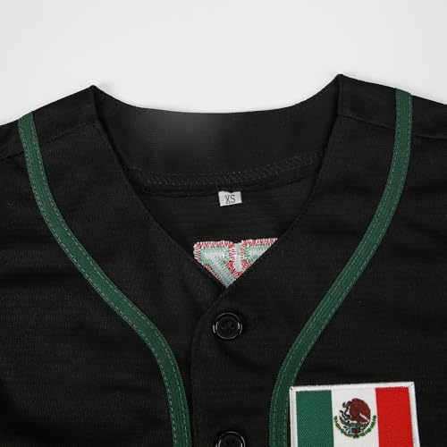 Movie Football Camisa masculina México #34#7 uniforme de beisebol costurado com bandeira mexicana ca