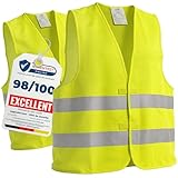 upgrade4cars Gilet de Sécurité Reflechissant 2 Pièces Valable dans Toute l'europe Selon en ISO 20471 | Gilet Haute Visibilité Réfléchissant pour Adultes Jaune
