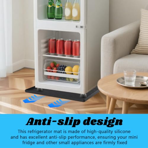 Mini Fridge Tray with Lips and 4 Elevated Risers, 23.6 Inch Waterproof Silicone Appliance Mat, Shock-Absorbing Under Washer Drip Pan, Anti-Slip Leak-Proof Floor Shield by XIHUADOU - Used condition - Image 8