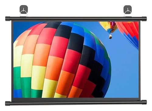 Écran de Projection, Écran de Projection déroulant 30-72 Pouces 4:3/16:9 en Fibre Verre Blanche, Fixation Murale/Plafond Noire(0.672916667,72)