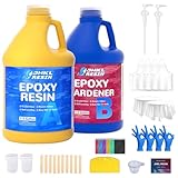 JHKL RESIN Epoxy Resin Kit 1 Gallon Crystal Clear, No Bubble & Not Yellowing Gallon for Casting & Coating, Table Top, Epoxy Resin DIY Jewelry Making, Art Crafts, Wood & Resin to Easy Mix 1:1
