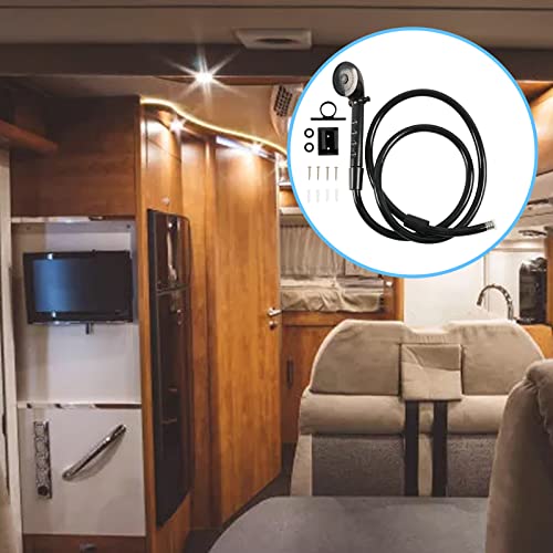 Image of RV Shower Faucet & Shower Head & Hose High Pressure Water Saving RV Shower Kits Replacement for Travel RV, Camper, Van, Travel Trailer, Motorhome, Boat, Black