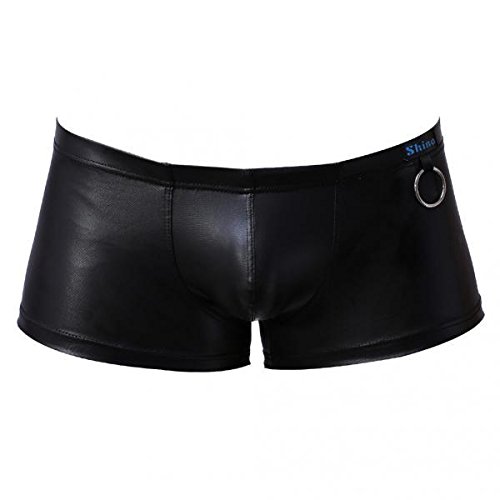 club bollywood VELURA Stretch Boxer Brief Men Faux Leather Fashion Wet Look Underwear Black S|1 Guitar String Cleaner|Underwear| Mens Clothing-picture-31