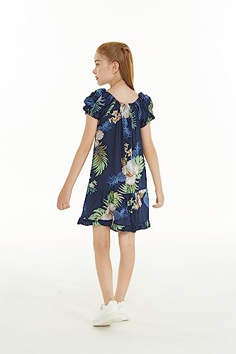 Image of Matchable Family Hawaiian Luau Men Women Girl Boy Clothes in Pineapple Garden Navy