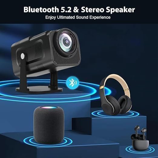 Image of HY320 Mini Projector -720p Resolution 4K Native (4K Support) Smart Portable Projector with Android 11, Wi-Fi 6 & Bluetooth 5.0, Remote Controller Auto Keystone, HDMI /USB, Home Cinema