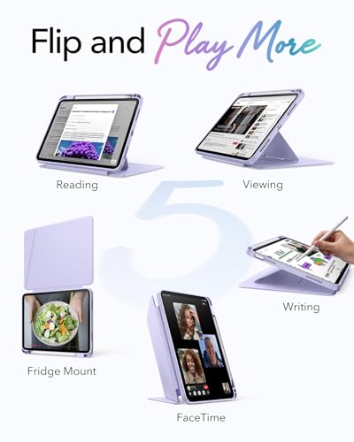 Image of ESR for iPad (A16) 11th Generation Cover, iPad 11th /10th Gen Cover (2025 /2022), Vertical Stand Case, Multi Stand Angles, Ultra-Stable Case with Pencil Holder, Flip Series, Light Purple