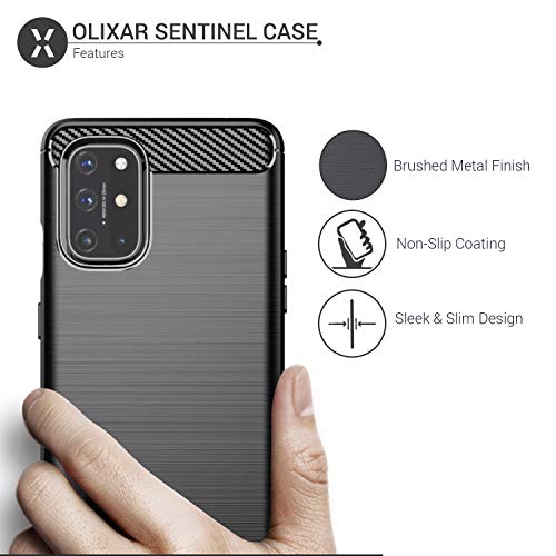 Olixar Case With Screen Protector For Oneplus 8T - 360 Full Body Coverage - Dual Layer Rugged Heavy Duty Tough Cover - Shockproof Tempered Glass Screen Protector - Sentinel - Black #TOP3