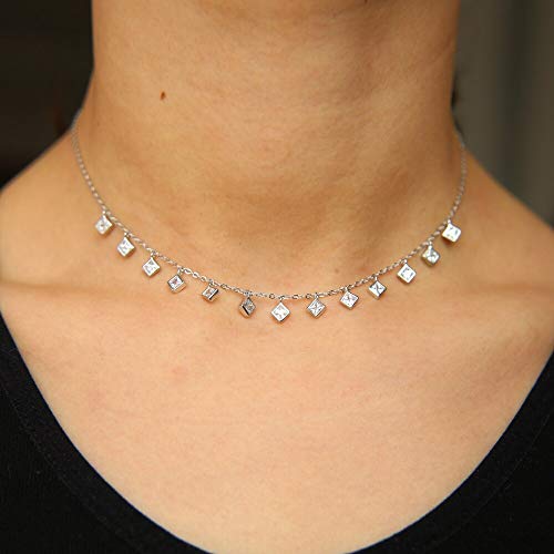 Collier lien carré goutte à goutte argent 925 MOCHAMIK ras du cou fin - 3