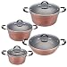 San Ignacio PK661 San Ignacio Set de casseroles Ø20/24/28 et pot Ø28 cm, couleur cuivre, avec couvercle en verre, poignées Y, cuivre
