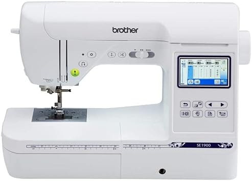 Brother SE1900 Sewing and Embroidery Machine, 138 Designs, 240 Built-in Stitches, Computerized, 5 x 7 Hoop Area, 3.2 LCD Touchscreen Display, 8 Included Feet