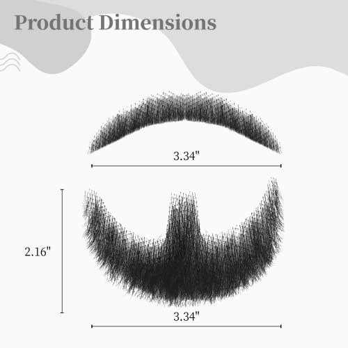 Human Hair Fake Mustache, Realistic Beard Fake Facial Hair, Artificial Goatee For Entertainment Drama Party Movie Prop (Black) #TOP5