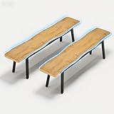 FUQARHY 59” Dining Bench Pair of 2 for 6-8 Person, Farmhouse Long Kitchen Table Benches, Entryway Bench, Indoor Bench (Oak)