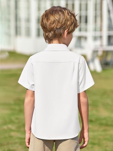 Image of Haloumoning Boys Short Sleeve Dress Shirts Button Down Formal Uniform Shirt