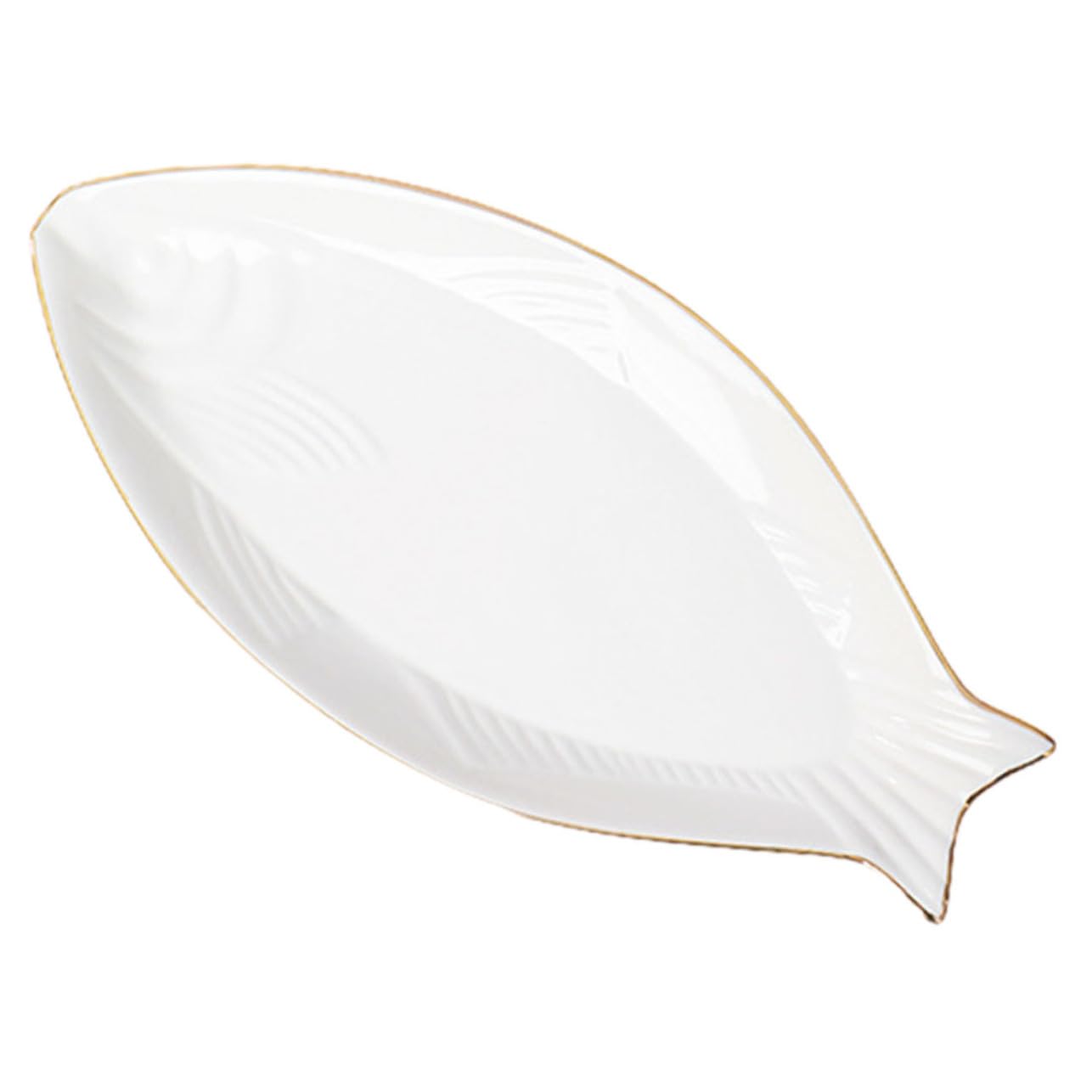 BESTonZON Piatto Ceramica Forma Pesce Decorativo Con Dorato Vassoio Portata Antipasti e Snack Per Sushi Frutta e Pesce Lavabile in Lavastoviglie Design Creativo e Superficie Liscia