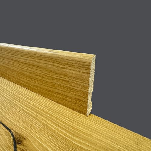 BATTISCOPA BC in legno MASSELLO impiallacciato VERO LEGNO DI ROVERE 70x10 verniciato opaco poro aperto (prezzo al metro)