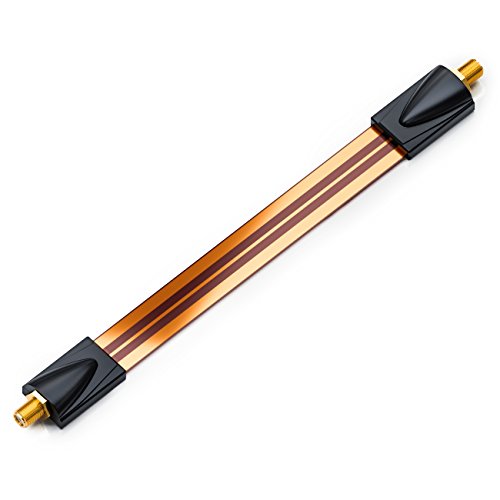 deleyCON 1x Traversée de Fenêtre Câble SAT 11 cm Flexible 20 cm de Longueur Câbles de Fenêtre Raccord Fenêtres & Portes Plaqué or Extrêmement Plat Blindé...