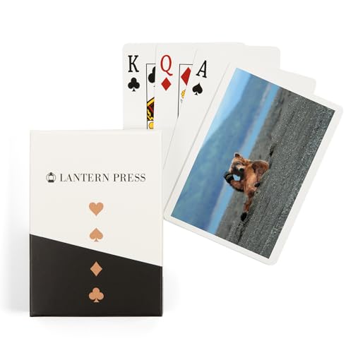 Lantern Press Grizzly Bear Waving, 52 naipes Póker para adultos