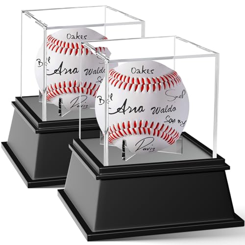 Leffis 2 Pack Baseball Display Case, Acrylic Baseball Holder Display Box