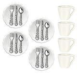 🍽【Eltern-Kind-Interaktion】：Genießen Sie Das Glück Des Familienglücks Beim Lernen Und Spielen. Messer, Gabel, Löffel, Teller Set Und Kaffeetasse Bietet Ihrem Kind Alles, Was Es Braucht, Um Seine Eigene Teezeit Zu Organisieren. Fördert Die Kommunikations Und Sprachfähigkeit, Fördert Phantasie, Kreativität Und Augen-Hand-Koordination. Die Richtige Größe Ist Für Kleine Hände Des Babys Ausgelegt. Die Flexibilität Und Die Griffigkeit Der Finger Trainieren. Das Spielzeug Ist Sicher Und Kreativ.