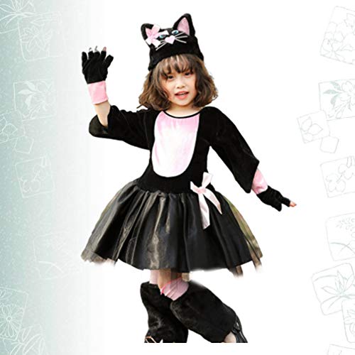 KESYOO Menina Halloween Traje Cosplay Gato Role Play Tutu Vestido Chapéu Desempenho Saia Roupa para