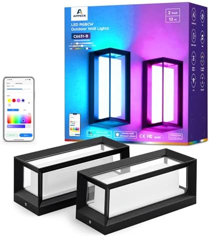 Smart RGBCW Outdoor Wall Lights 2 Pack, 1600LM Super Bright Color...