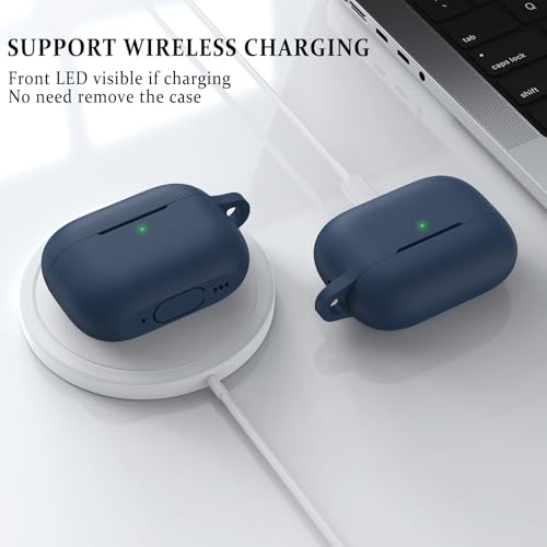 Image of Meliya for AirPods Pro 2 /1 Gen (2023 /2022 /2019) Case Cover with Cleaning Kit and Keychain, Soft Silicone Case Compatible with Airpods Pro 2 (USB-C /Lightning Cable) - Midnight