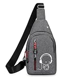 Bolsa tiracolo leve luminosa, mochila de ombro único, ajustável, portátil, masculina, caminhada e esportes, Cinza, Large, Cinza