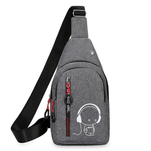 Bolsa tiracolo leve luminosa, mochila de ombro único, ajustável, portátil, masculina, caminhada e esportes, Cinza, Large, Cinza