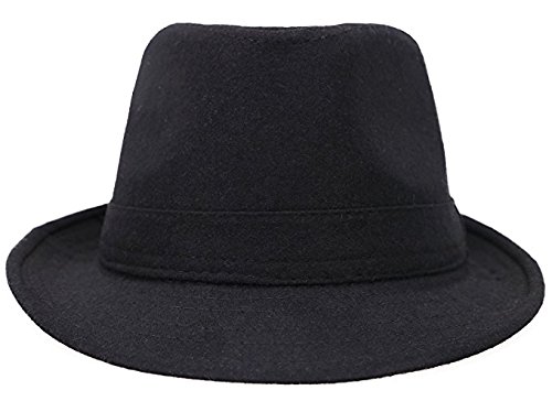 Men Women Classic Manhattan Structured Trilby Fedora Hat (A-Black)