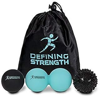 Top 3 Massage Balls Set, Spiky, Lacrosse ball, Peanut Muscle Roller Massager. Ideal for Self Myofascial Trigger Point Release, Acupressure, Plantar Fasciitis, Reflexology for Physio, Back, Legs & Feet