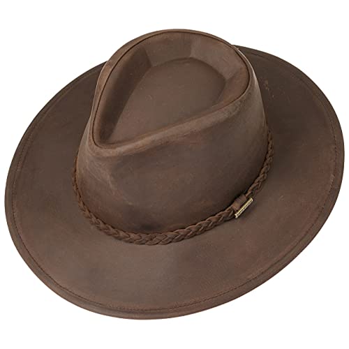 Stetson Buffalo Leather Western Hat Women/Men Dark Brown 7-7 1/8 #TOP3