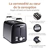 Amazon Basics Grille-Pain 2 Tranches avec 7 Niveaux de Dorage et Tiroir Ramasse-miettes Amovible, Fentes Extra Larges, 800W, Noir
