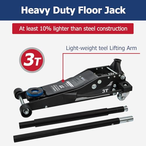 GAOLLY 3 Ton Floor Jack, Aluminum and Steel with Dual Pistons Quick Lift Pump for Sport Utility Vehicle, Low Profile Lifting Range 2.95\" -27.5\", Black