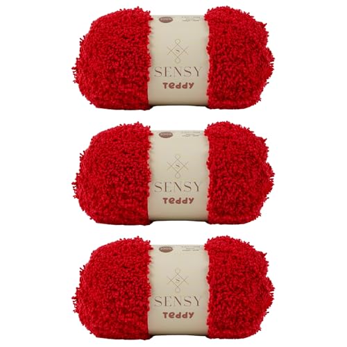 S Sensy Teddy-Micro Polyester Amigurumi #5 Bulky Yarn 3 Skein Red 109yds 4