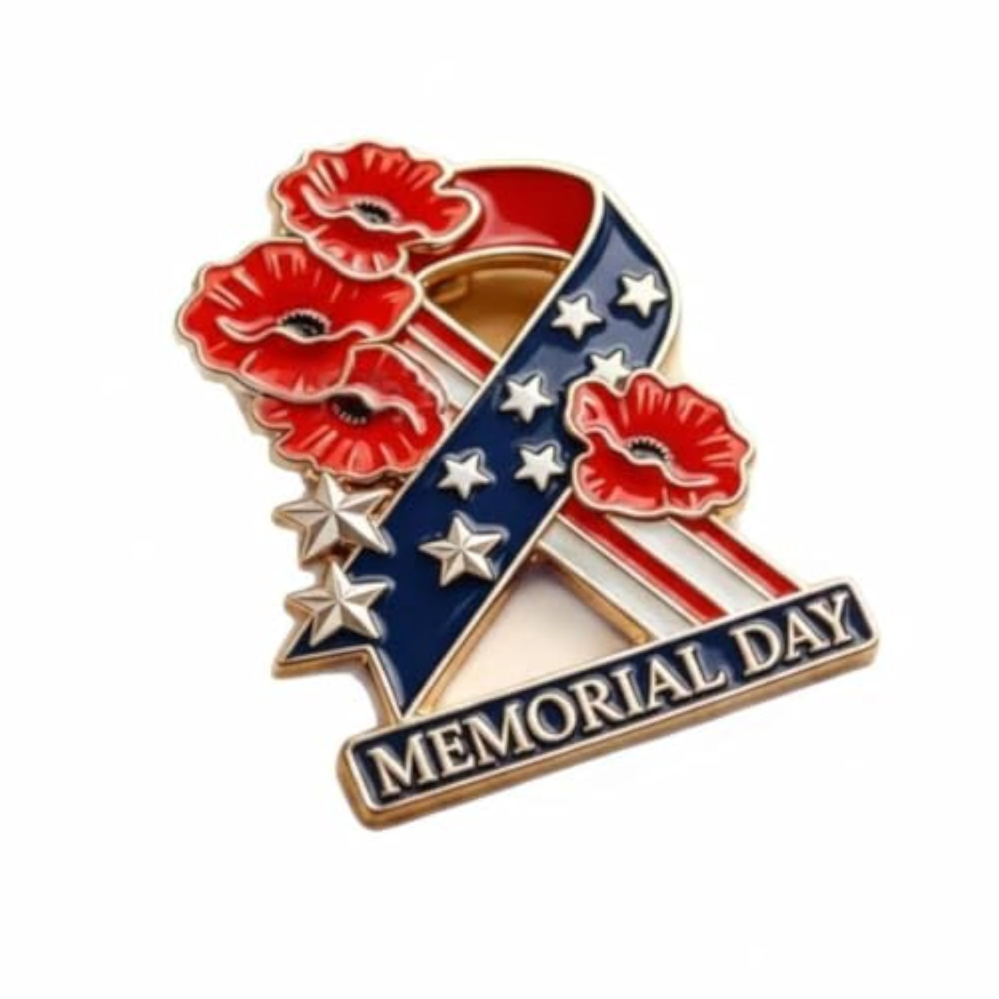 Patriotic Ribbon Enamel Brooch for Remembrance Ceremony