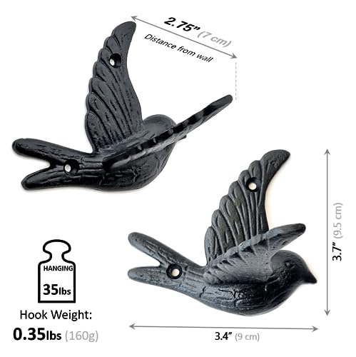 Ambipolar-5-Pack-Bird-Flying-Style-Coat-Hooks-Vintage-Black-Hooks-for-Coats-Hats-and-More-Sturdy-Cast-Iron-Construction-Rustic-Farmhouse-Theme-Easy-Installation-Versatile-and-Durable Ambipolar 5 Pack Bird Flying Style Coat Hooks Vintage Black Hooks for Coats Hats and More Sturdy Cast Iron Construction Rustic Farmhouse Theme Easy Installation Versatile and Durable