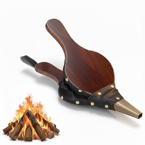 WAHEWUD Fuelle para Chimenea, Soplador de Aire de Madera, Diseño sin Soplado, Tablero de MDF de Madera de Hierro contra el Calor, Bomba de Fuelle Manual para Picnic Acampada