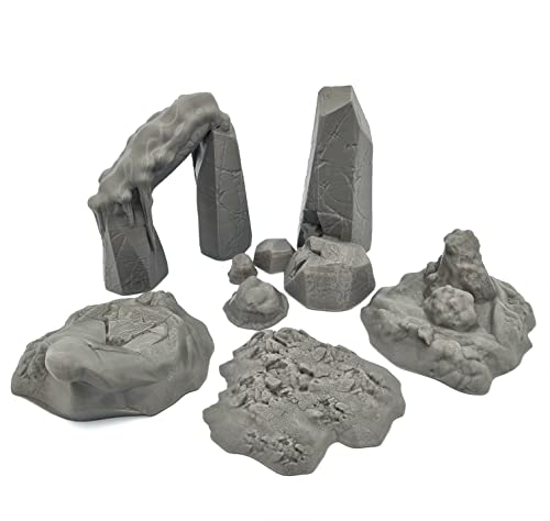 QP3D - Frozen Rocks Stone Bundle Compatible with Frozenheim - Fantasy Scatter Terrain Scenery for Tabletop & RPG 28-32mm Miniatures Wargame Props DnD D&D, 3D Printed and Paintable - Image 2