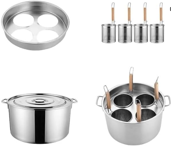 店舗用 そばゆで釜 茹麺鍋セット リング付 ザル付 4*13cm ステンレス IH対応 ふきこぼれない40cm*25cm