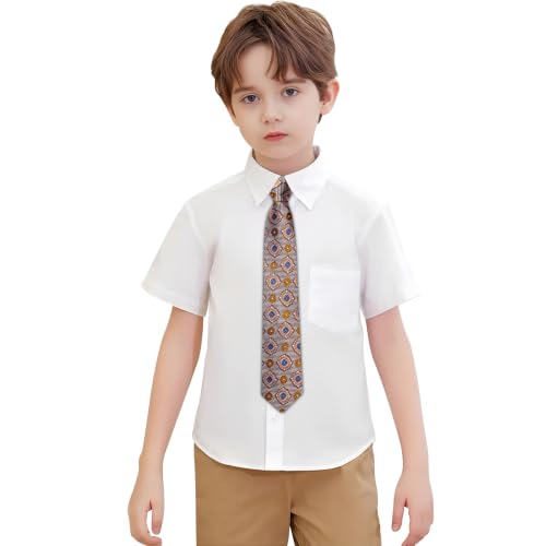 Image of Hi-Tie Boys Tie Pre-Tied Pocket Square Set Adjustable Kids Neckties Age 7-11 Years School UniForm Graduation