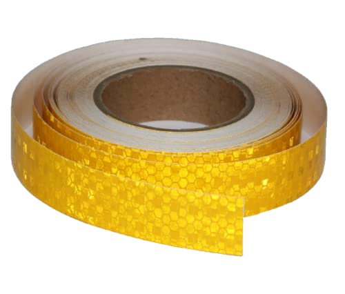 tuyrchu Reflective Tape Yellow 1 inch, Outdoor Waterproof High Visibility Warning Industrial Marking Tape, Safety Stickers (68 feet)