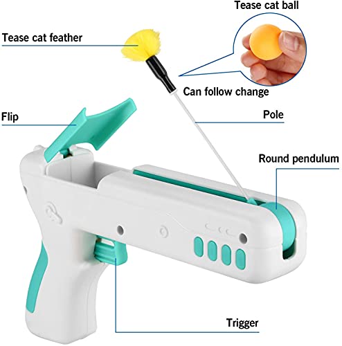 Image of Pets Empire Cat Toy Gun, Interactive Cat Toy Gun Shape Toy with Ball & Feather, Indoor Exercise Funny Cat Stick Toy 1 Piece (Color May Vary)
