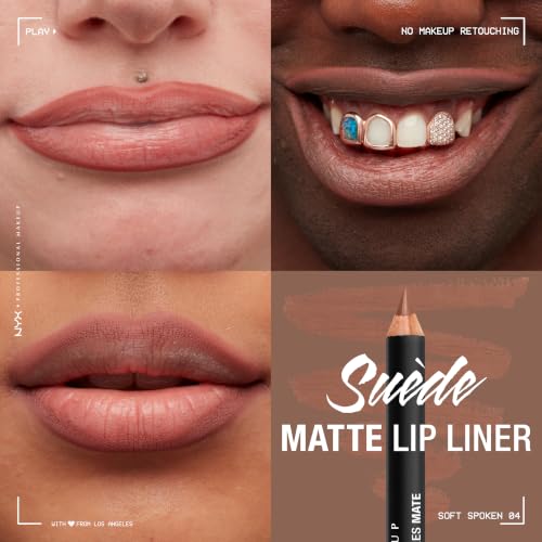 Image of NYX PROFESSIONAL MAKEUP Suede Matte Lip Liner, Velvety-Smooth, Long-Lasting Formula For A Defined Lip Makeup Look - Soft-Spoken (Nude)
