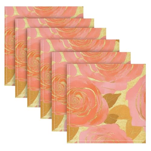 Servilletas de tela reutilizables Rose Gold Rose 20x20 pulg pack 6 miniatura 1