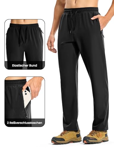 Rdruko Wanderhose Herren Outdoorhose Lang Sporthose Jogginghose Leicht Trainingshose Trekkinghose Sommer Freizeithose Stretch Männer-Schwarz XL