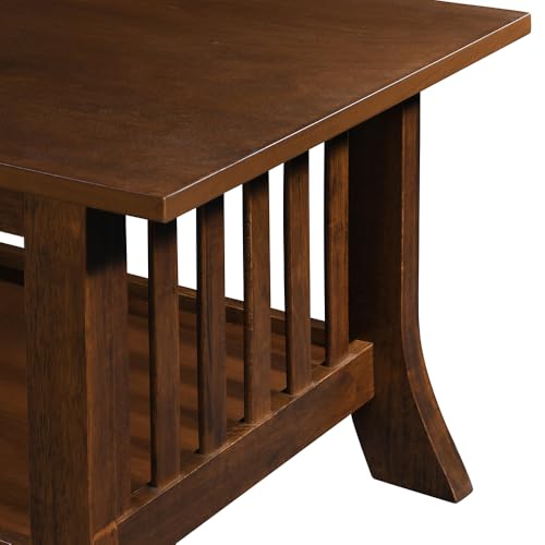 Image of Royaloak Melaka Malaysian Wooden Coffee Table | Solid Wood Veneer Top | Curved Legs for Sophisticated Style | Bottom Shelf for Extra Storage | Elegant & Functional Living Room Cofee Table Wooden