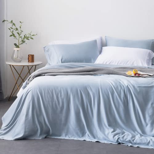 Oasis Cooling Sheet Set Cal King -, 100% Viscose, Silky Soft & Breathable, Deep Pockets, Moisture Wicking for Hot Sleepers (Blue Moon) - 4 Piece Set