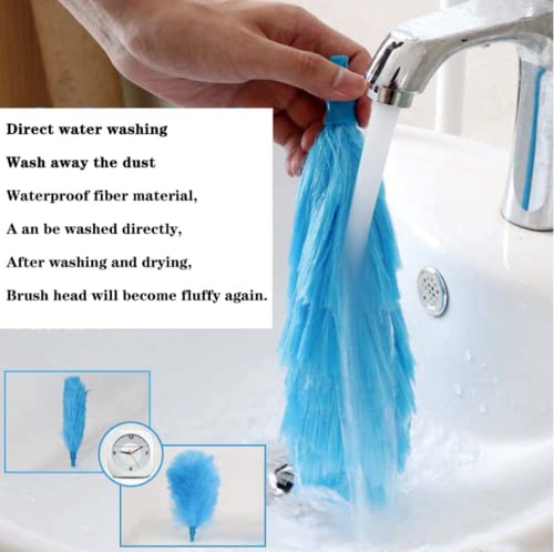360 Electric Feather Spin Duster Blue Feather Duster Spin Duster Motorized Adjustable Electric Dirt Dust Brush Removing Dust In One Spin Cleaning Accessories Home Office, Battery Type #TOP4