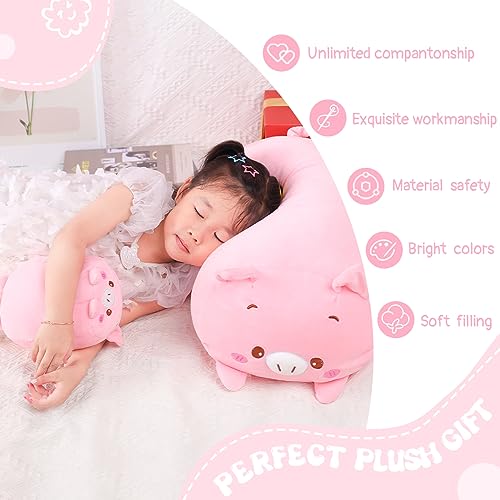 Aixini 35.5 Inch Cute Pink Pig Plush Stuffed Animal Cylindrical Body Pillow,Super Soft Cartoon Hugging Toy Gifts For Bedding, Kids Sleeping Kawaii Pillow #TOP4